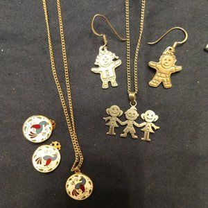Sterling Family & Enamel Peacock Jewelry Sets